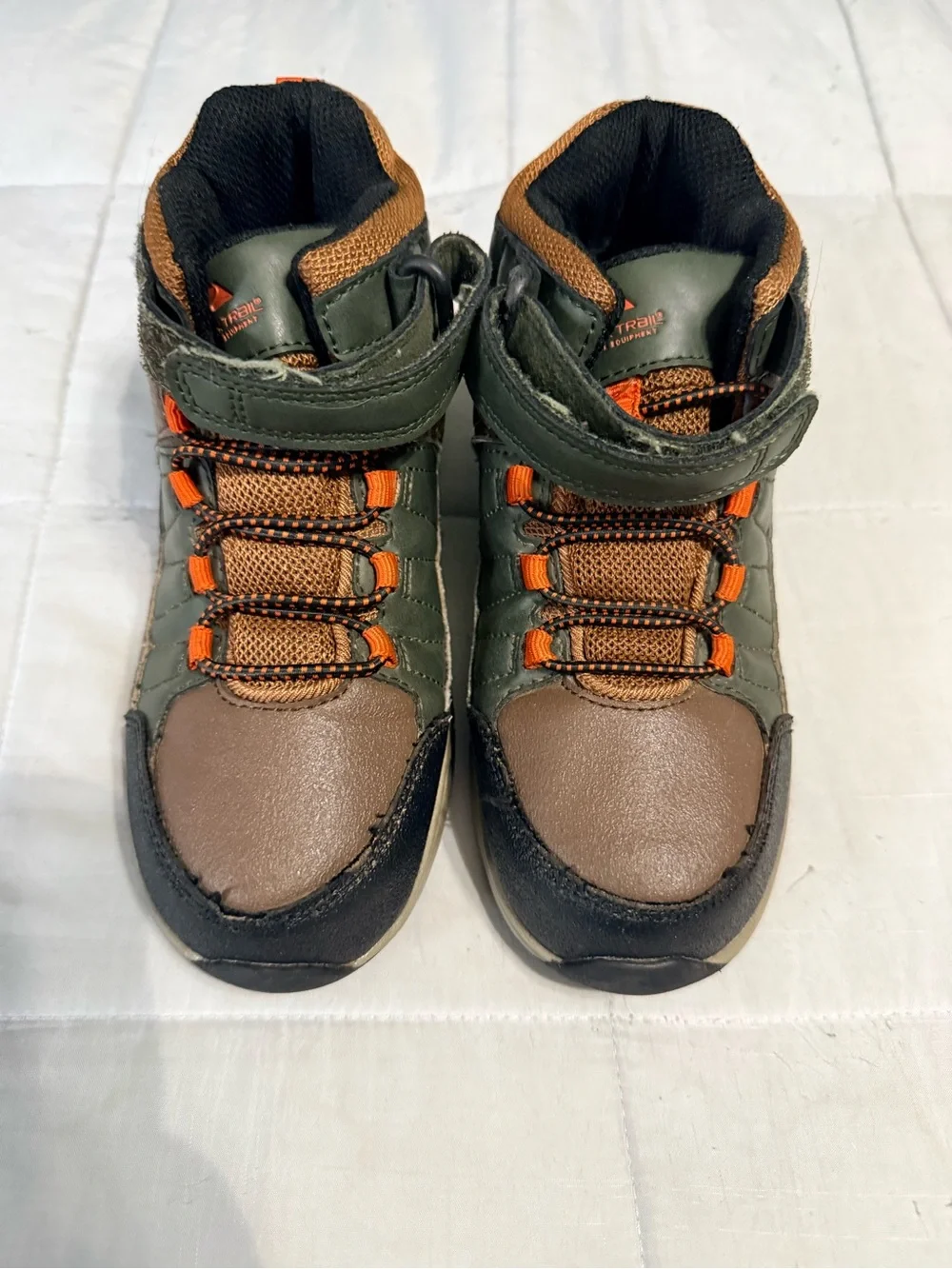 Ozark Trail Kids Brown and Olive Green Boots with Orange Accents